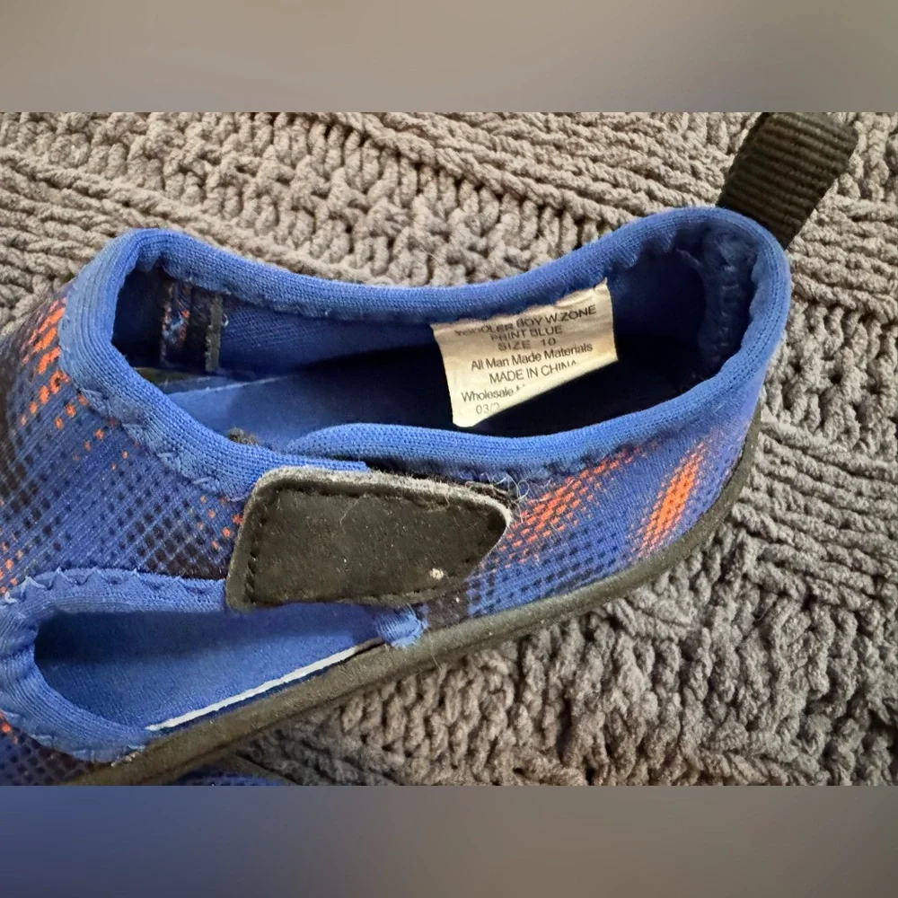 Kids Slip-On Water Shoes in Blue & Orange Toddler Size 10